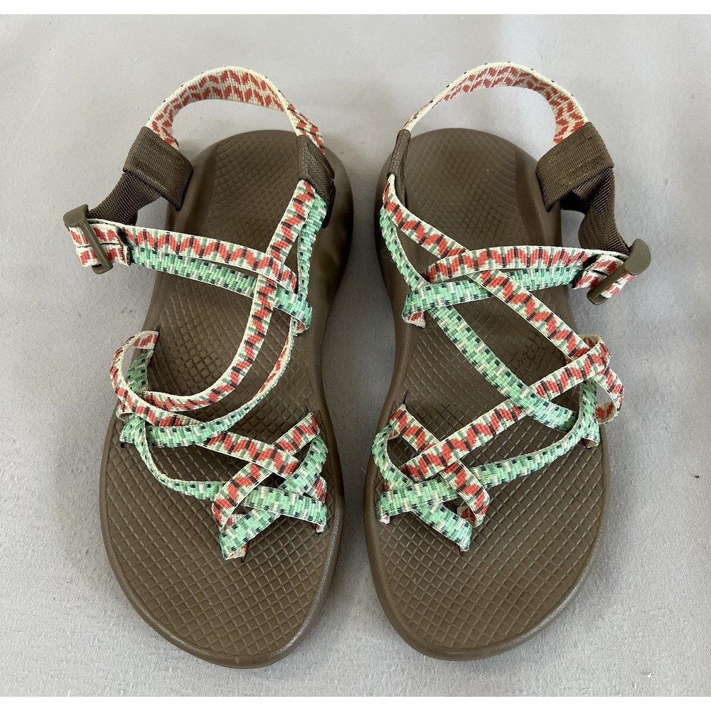 Chaco Classic ZX2 Dolman Pine Coral Mint 8 Strappy Hiking Beach Walking Sandals